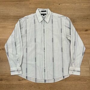 Vintage Striped Brandini Pearl Snap Button Up Shirt Mens XL White